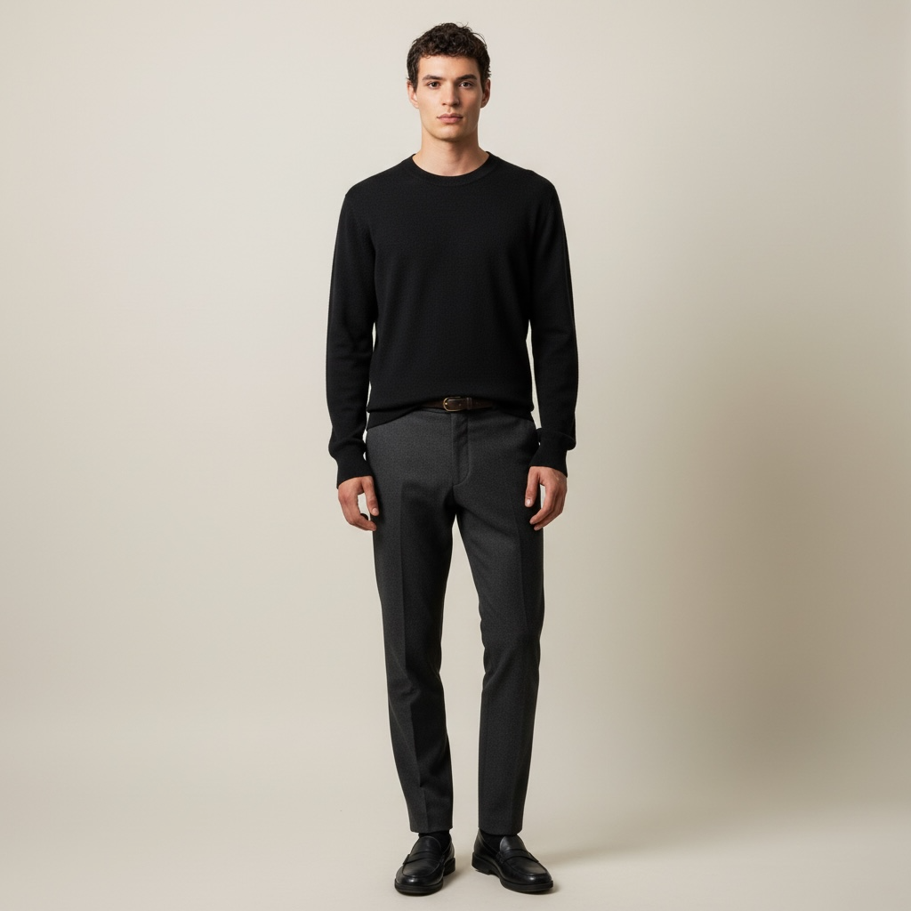 Massa Siyah Bisiklet Yaka Triko