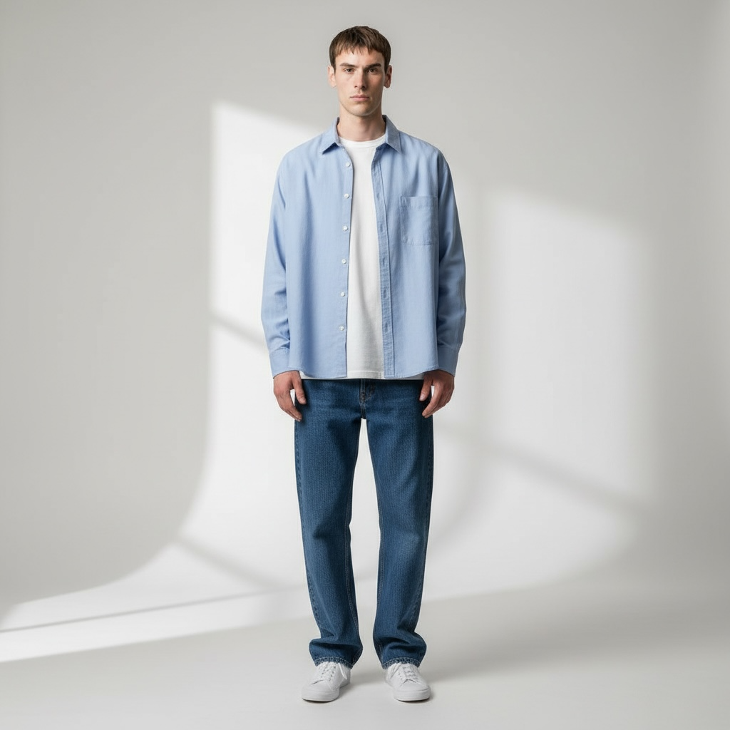 Massa Mavi Oversize Oxford Gömlek